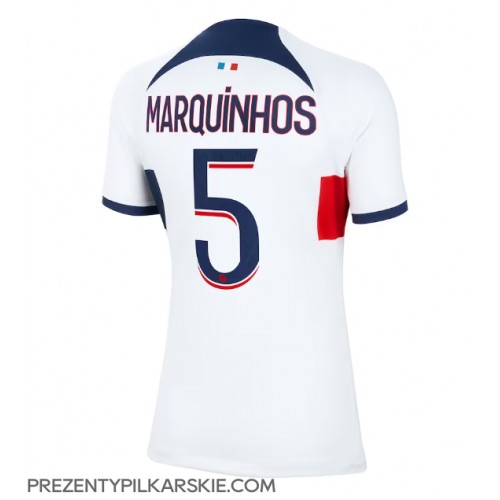 Stroje piłkarskie Paris Saint-Germain Marquinhos #5 Koszulka Wyjazdowej dla damskie 2023-24 Krótki Rękaw